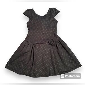 Girls Black w/gold polka dots dress EUC
